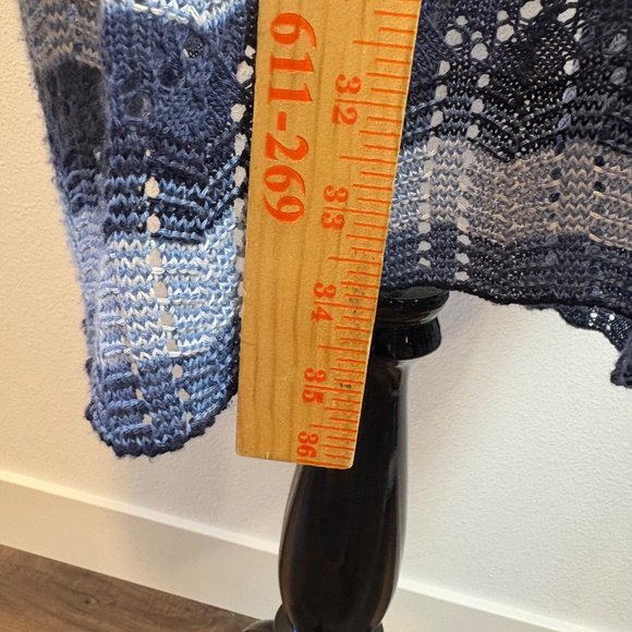 Open-Front Cardigan Sweater 2X CJ Banks Blue Navy Lightweight Open Weave - Picture 7 of 8